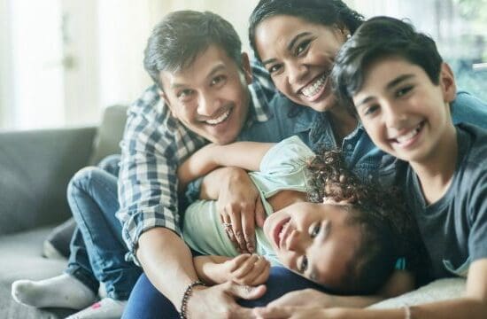 family on couch